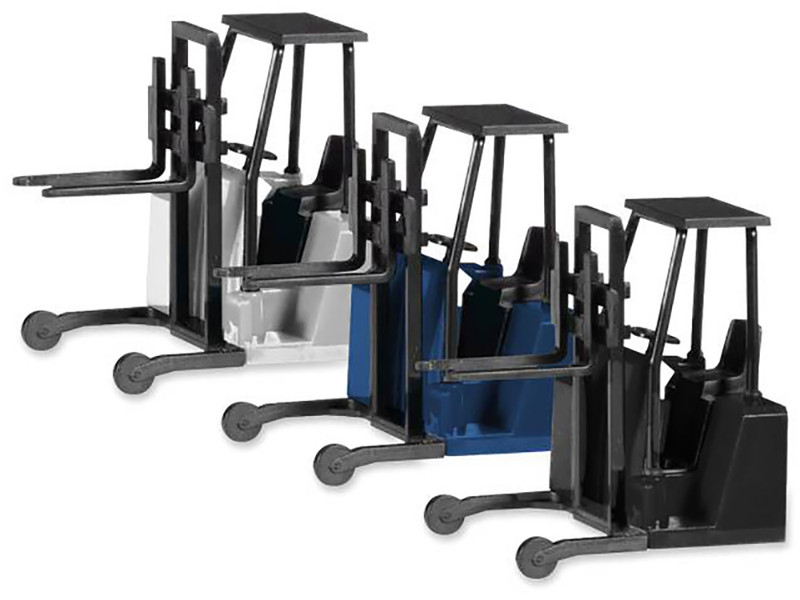 Forklifts with Trailer Bumper 3 Piece Set 1/87 (HO) Plastic Models Promotex 053860SET