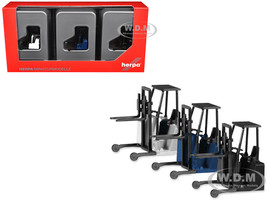 Forklifts with Trailer Bumper 3 Piece Set 1/87 (HO) Plastic Models Promotex 053860SET