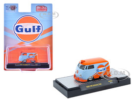 1960 Volkswagen Delivery Van Gulf Oil Light Blue and Orange Limited Edition to 5500 pieces Worldwide 1/64 Diecast Model Car M2 Machines 31500-MJS84