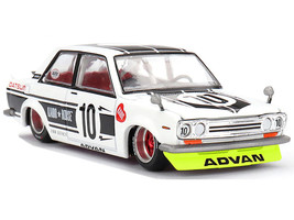 Datsun 510 Street #10 Team XMM V1 White with Black Stripes Designed by Jun Imai Kaido House Special 1/64 Diecast Model Car by Mini GT KHMG176