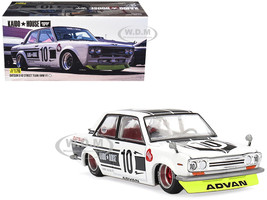 Datsun 510 Street #10 Team XMM V1 White with Black Stripes Designed by Jun Imai Kaido House Special 1/64 Diecast Model Car by Mini GT KHMG176