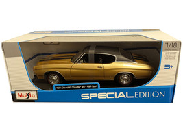 1971 Chevrolet Chevelle SS 454 Sport Gold Metallic with Black Top and Black Stripes Special Edition 1/18 Diecast Model Car Maisto 31890GLD