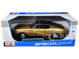 1971 Chevrolet Chevelle SS 454 Sport Gold Metallic with Black Top and Black Stripes Special Edition 1/18 Diecast Model Car Maisto 31890GLD