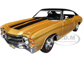 1971 Chevrolet Chevelle SS 454 Sport Gold Metallic with Black Top and Black Stripes Special Edition 1/18 Diecast Model Car Maisto 31890GLD