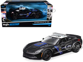 2015 Chevrolet Corvette Z06 Police Black with Blue Stripes and White Top Maisto Design Authority Series 1/24 Diecast Model Car Maisto 32516CHP