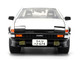 Toyota Trueno AE86 RHD Right Hand Drive White and Black with Graphics and Takumi Diecast Figure Initial D 1998 2021 TV Series Anime Hollywood Rides Series 1/24 Diecast Model Jada 34501