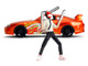 1995 Toyota Supra Orange Metallic with Graphics and Chainsaw Man Diecast Figure Chainsaw Man 2022 TV Series Anime Hollywood Rides Series 1/24 Diecast Model Jada 35181