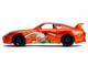 1995 Toyota Supra Orange Metallic with Graphics and Chainsaw Man Diecast Figure Chainsaw Man 2022 TV Series Anime Hollywood Rides Series 1/24 Diecast Model Jada 35181
