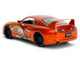 1995 Toyota Supra Orange Metallic with Graphics and Chainsaw Man Diecast Figure Chainsaw Man 2022 TV Series Anime Hollywood Rides Series 1/24 Diecast Model Jada 35181