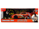 1995 Toyota Supra Orange Metallic with Graphics and Chainsaw Man Diecast Figure Chainsaw Man 2022 TV Series Anime Hollywood Rides Series 1/24 Diecast Model Jada 35181