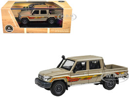 2014 Toyota Land Cruiser LC 79 Pickup Truck Sandy Taupe with Graphics 1/64 Diecast Model Car Paragon Models PA-55685