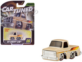 1987 Chevrolet C10 Pickup Truck Beige with Stripes Customs Series 3 Diecast Model Car CarTuned 526711