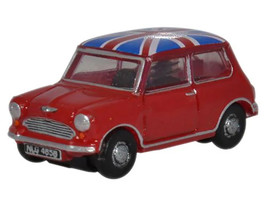 Austin Mini RHD Right Hand Drive Tartan Red with Union Jack Top 1/148 (N) Scale Diecast Model Car Oxford Diecast NMN001