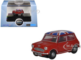Austin Mini RHD Right Hand Drive Tartan Red with Union Jack Top 1/148 (N) Scale Diecast Model Car Oxford Diecast NMN001