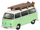 Volkswagen T2 Minibus Light Green and White with Surfboard on Roof Rack 1/148 (N) Scale Diecast Model Car Oxford Diecast NVW007
