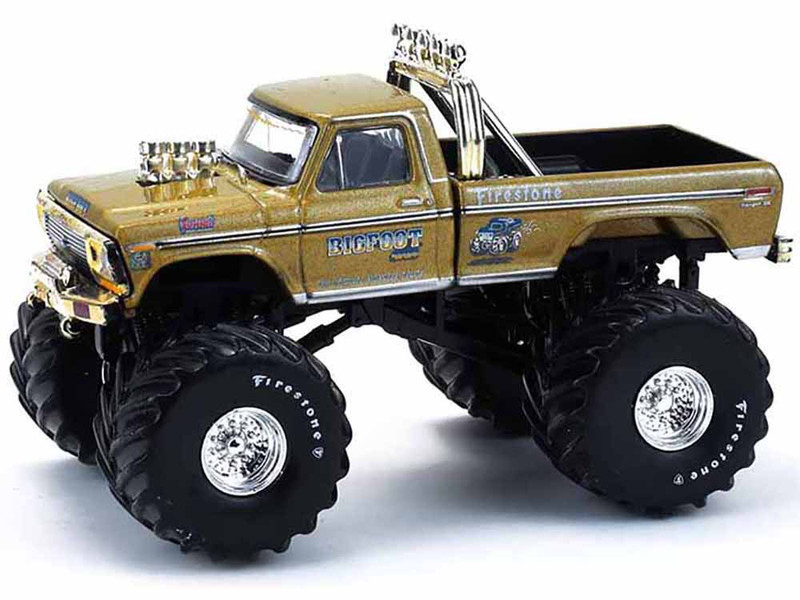1979 Ford F 250 Monster Truck Bigfoot #1 50th Anniversary Gold Metallic Hobby Exclusive Series 1/64 Diecast Model Car Greenlight GL30552