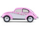 1950 Volkswagen Beetle Botanical Beetle Pink and White with Graphics Club Vee Dub Series 21 1/64 Diecast Model Car Greenlight 36120A