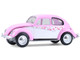 1950 Volkswagen Beetle Botanical Beetle Pink and White with Graphics Club Vee Dub Series 21 1/64 Diecast Model Car Greenlight 36120A