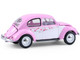 1950 Volkswagen Beetle Botanical Beetle Pink and White with Graphics Club Vee Dub Series 21 1/64 Diecast Model Car Greenlight 36120A