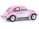 1950 Volkswagen Beetle Botanical Beetle Pink and White with Graphics Club Vee Dub Series 21 1/64 Diecast Model Car Greenlight 36120A