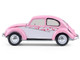 1950 Volkswagen Beetle Botanical Beetle Pink and White with Graphics Club Vee Dub Series 21 1/64 Diecast Model Car Greenlight 36120A