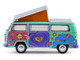 1973 Volkswagen Type 2 Westfalia Campmobile Music Festival Van Green with White Top and Graphics Club Vee Dub Series 21 1/64 Diecast Model Car Greenlight 36120C