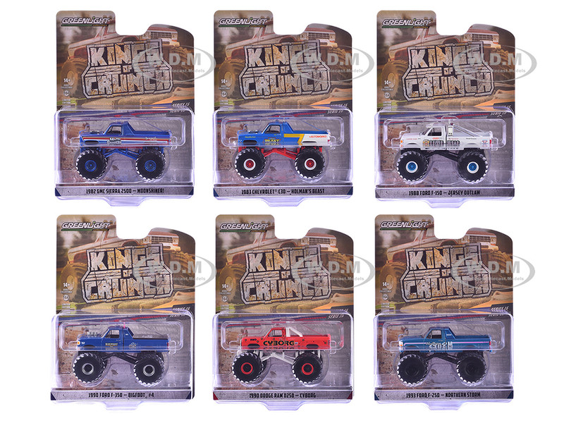 Kings of Crunch Series 16 Set of 6 Monster Trucks 1/64 Diecast Model Cars Greenlight 49160SET