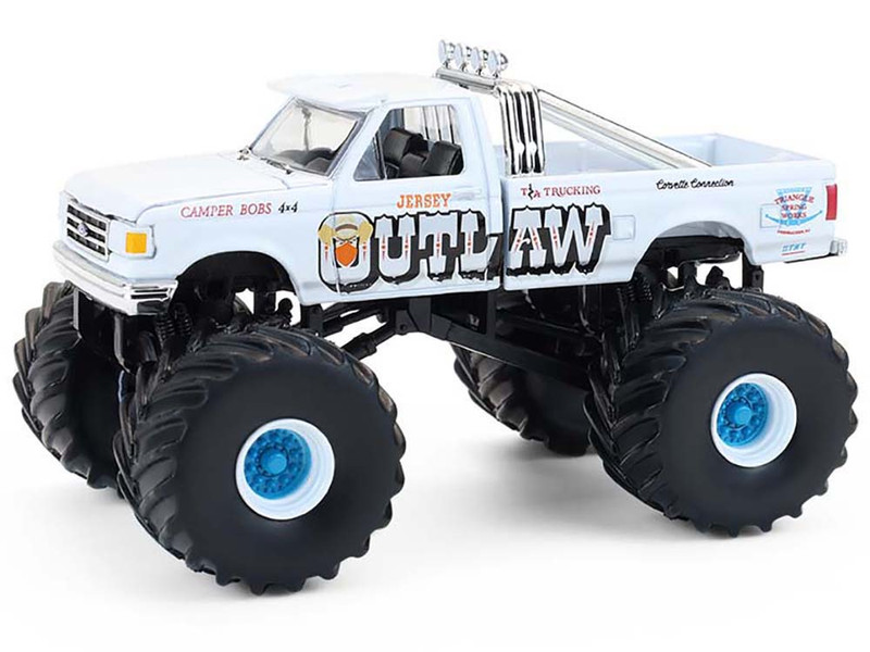 1988 Ford F 150 Monster Truck Jersey Outlaw White Kings of Crunch Series 16 1/64 Diecast Model Car Greenlight 49160C