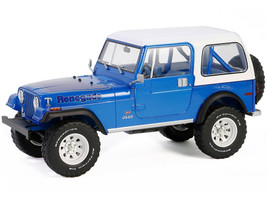 1978 Jeep CJ 7 Renegade Captain Blue Metallic with White Top Artisan Collection Series 1/18 Diecast Model Car Greenlight 19139