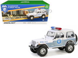 1982 Jeep CJ 7 Clearwater Florida Police Department White and Light Blue Artisan Collection Series 1/18 Diecast Model Car Greenlight 19140
