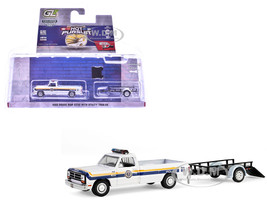 1990 Dodge Ram D250 Pickup Truck Philadelphia PA Police Department White with Stripes and Utility Trailer Hot Pursuit Hitch & Tow Series 1 1/64 Diecast Model Cars Greenlight 32315A