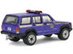 2001 Jeep Cherokee New York State Police Blue with Yellow Stripes and Small Cargo Trailer Hot Pursuit Hitch & Tow Series 1 1/64 Diecast Model Cars Greenlight 32315B