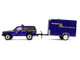 2001 Jeep Cherokee New York State Police Blue with Yellow Stripes and Small Cargo Trailer Hot Pursuit Hitch & Tow Series 1 1/64 Diecast Model Cars Greenlight 32315B