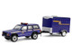 2001 Jeep Cherokee New York State Police Blue with Yellow Stripes and Small Cargo Trailer Hot Pursuit Hitch & Tow Series 1 1/64 Diecast Model Cars Greenlight 32315B