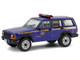 2001 Jeep Cherokee New York State Police Blue with Yellow Stripes and Small Cargo Trailer Hot Pursuit Hitch & Tow Series 1 1/64 Diecast Model Cars Greenlight 32315B