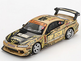Nissan Silvia S15 RHD Right Hand Drive #1 Top Secret Gold Metallic with Black Hood D1 Grand Prix Limited Edition 1/64 Diecast Model Car Mini GT MGT00714