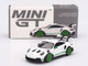 Porsche 911 992 GT3 RS White with Green Stripes and Wheels Tribute to Carrera RS Package Limited Edition 1/64 Diecast Model Car Mini GT MGT00827