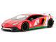 Lamborghini Aventador SV Red with Graphics and Knuckles Diecast Figure Sonic The Hedgehog Franchise Hollywood Rides Series 1/24 Diecast Model Jada 36264