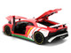 Lamborghini Aventador SV Red with Graphics and Knuckles Diecast Figure Sonic The Hedgehog Franchise Hollywood Rides Series 1/24 Diecast Model Jada 36264