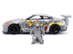 2009 Nissan GT R R35 Ben Sopra Brushed Metal with Black Top and Graphics and Mechagodzilla Diecast Figure Godzilla Franchise Anime Hollywood Rides Series 1/24 Diecast Model Jada 36285