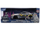 2009 Nissan GT R R35 Ben Sopra Brushed Metal with Black Top and Graphics and Mechagodzilla Diecast Figure Godzilla Franchise Anime Hollywood Rides Series 1/24 Diecast Model Jada 36285