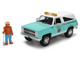 1980 Chevrolet Blazer Light Green with White Top and Graphics and Smokey Bear Diecast Figure Smokey Bear Hollywood Rides Series 1/24 Diecast Model Jada 36294