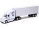 Kenworth T680 Truck White with Dry Van Trailer White Long Haul Trucker Series 1/32 Diecast Model New Ray 12543