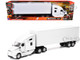 Kenworth T680 Truck White with Dry Van Trailer White Long Haul Trucker Series 1/32 Diecast Model New Ray 12543