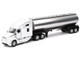 Kenworth T680 Truck White with Oil Tanker Trailer Chrome Long Haul Trucker Series 1/32 Diecast Model New Ray 12623