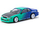 Nissan Silvia S13 Vertex RHD Right Hand Drive Falken Tires Green and Blue wuth Carbon Hood Global64 Series 1/64 Diecast Model Tarmac Works T64G-025-FA