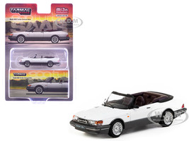 Saab 900 Turbo Convertible White and Gray Global64 Series 1/64 Diecast Model Tarmac Works T64G-067-WH