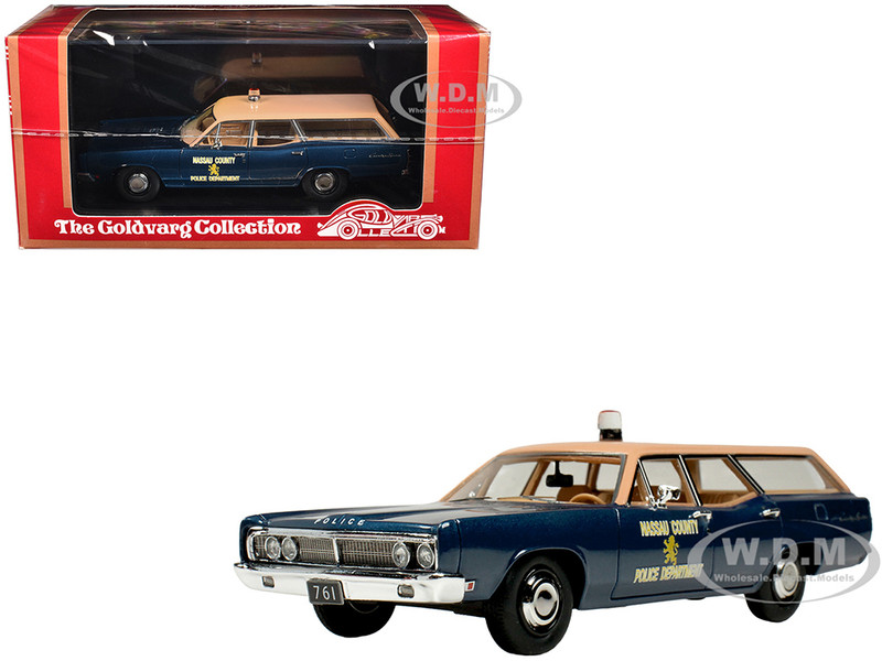 1970 Ford Country Squire Wagon Police Car Nassau County Police Department Blue and Tan Limited Edition to 200 pieces Worldwide 1/43 Model Car Goldvarg Collection GC-094
