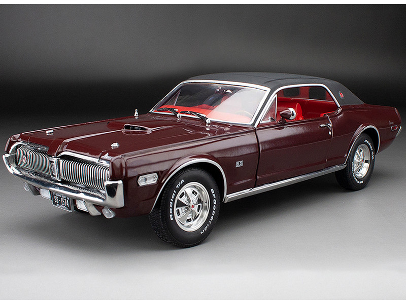 1968 Mercury Cougar XR7G Black Cherry with Black Top and Red Interior American Collectibles Series 1/18 Diecast Model Car Sun Star SS-1574