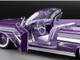 1961 Chevrolet Impala Open Convertible Lowrider Purple Metallic with Graphics American Collectibles Series 1/18 Diecast Model Car Sun Star SS-2111